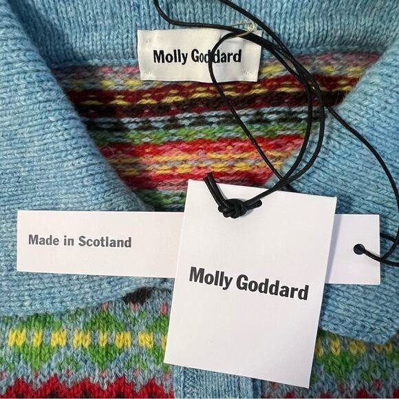 NEW Molly Goddard Harper Fair Isle Cardigan Sweater Blue Sz S - Picture 4 of 10